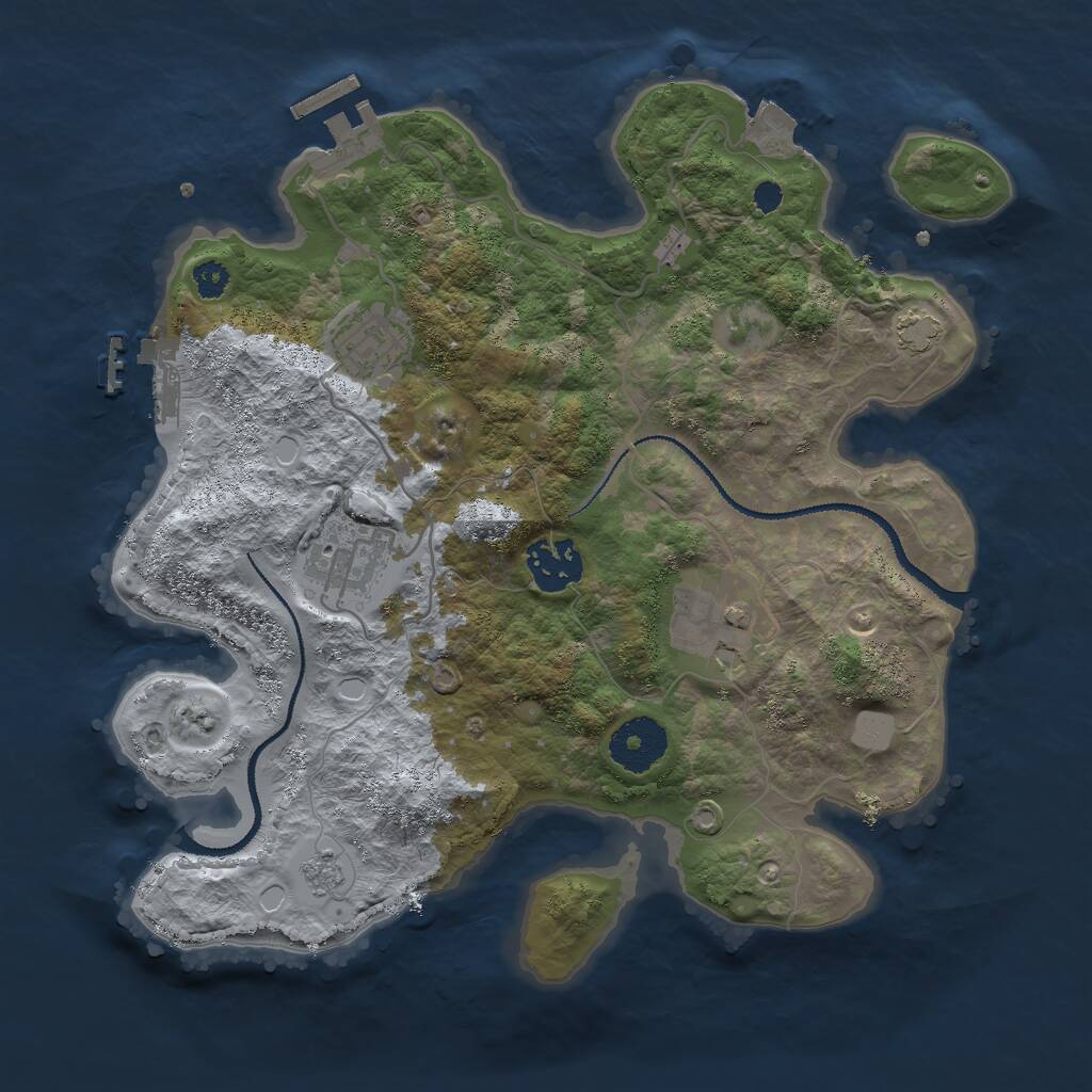 Rust Map: Procedural Map, Size: 3000, Seed: 6666969, 9 Monuments