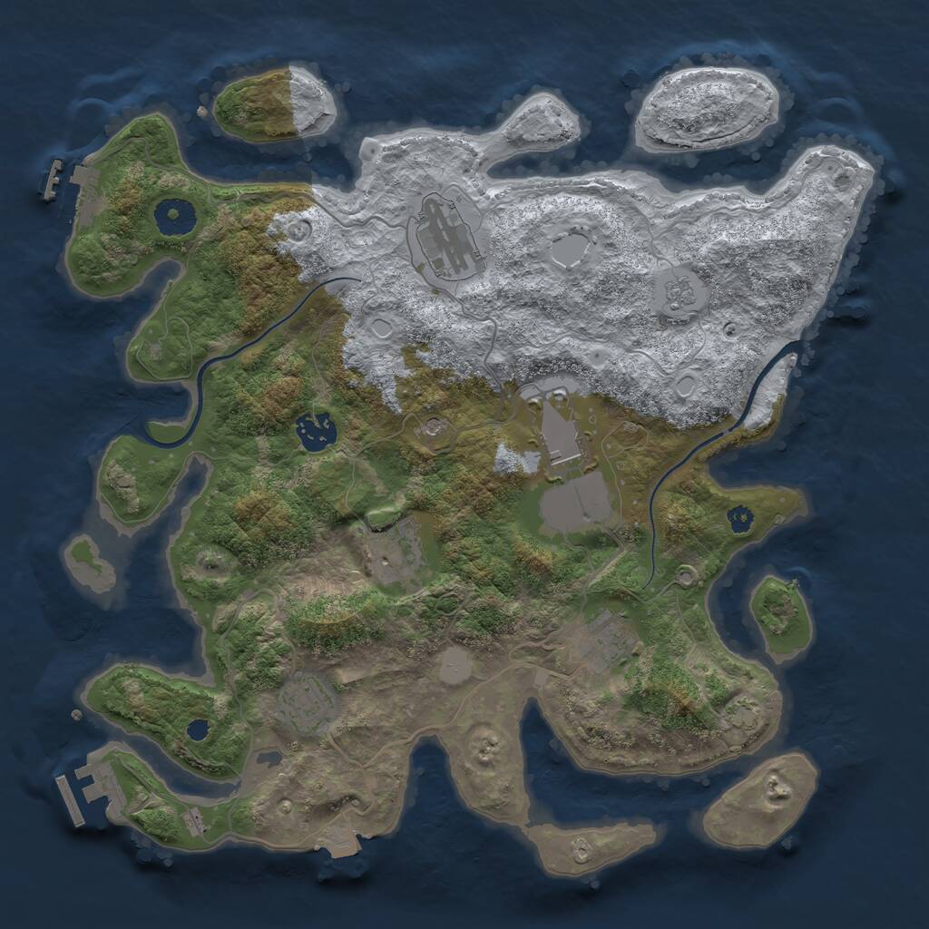 Rust Map: Procedural Map, Size: 3500, Seed: 48664, 12 Monuments