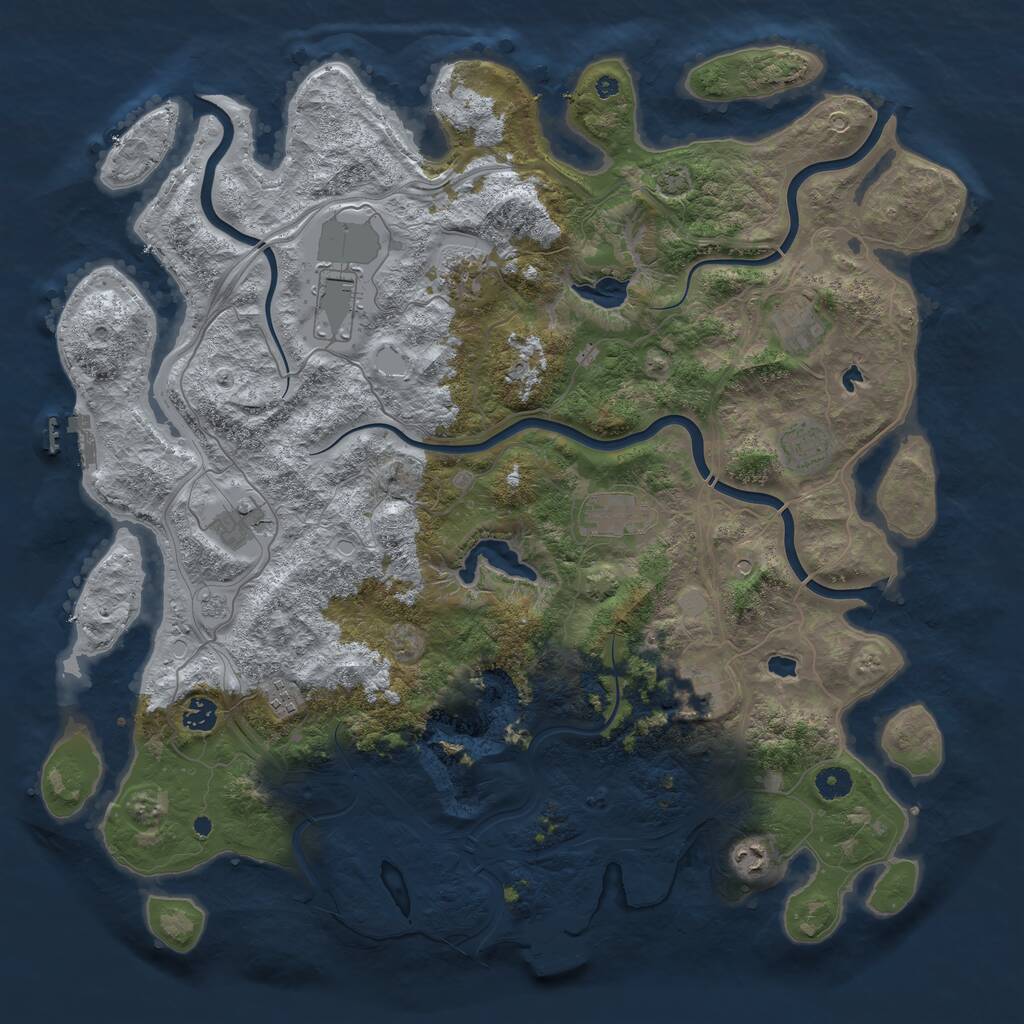 Rust Map: Procedural Map, Size: 4500, Seed: 72373312, 16 Monuments