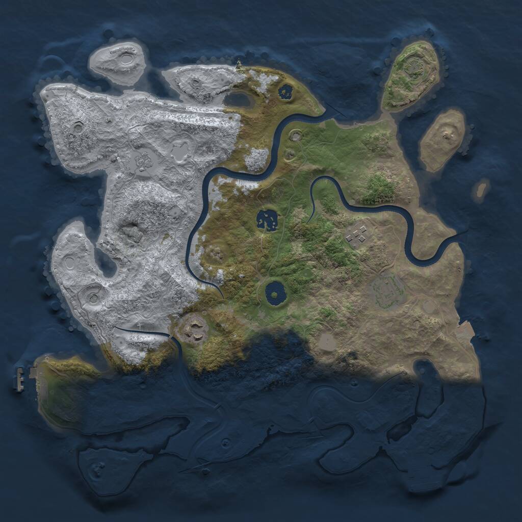 Rust Map: Procedural Map, Size: 3500, Seed: 1328088405, 10 Monuments