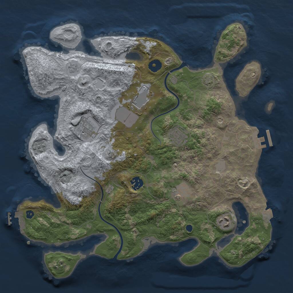 Rust Map: Procedural Map, Size: 3500, Seed: 1328088405, 13 Monuments