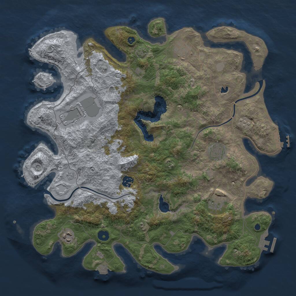 Rust Map: Procedural Map, Size: 4000, Seed: 982366163, 13 Monuments