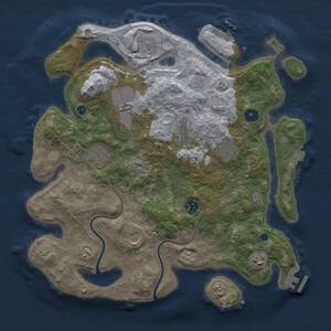 Thumbnail Rust Map: Procedural Map, Size: 3700, Seed: 523513308, 15 Monuments