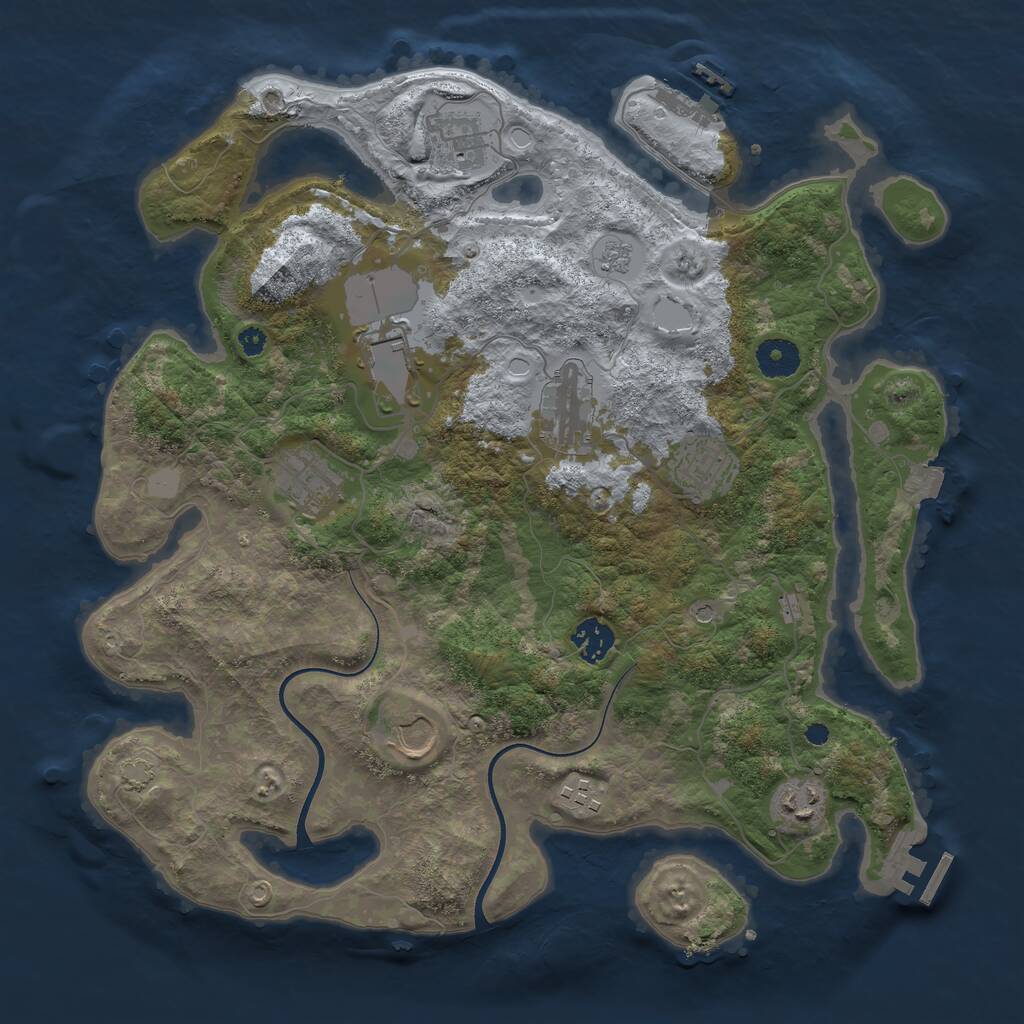 Rust Map: Procedural Map, Size: 3700, Seed: 523513308, 15 Monuments