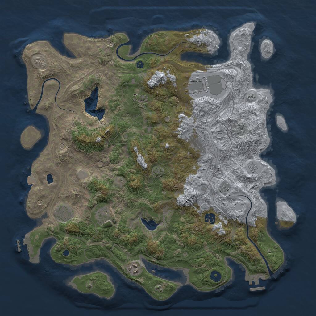 Rust Map: Procedural Map, Size: 4250, Seed: 207689105, 14 Monuments