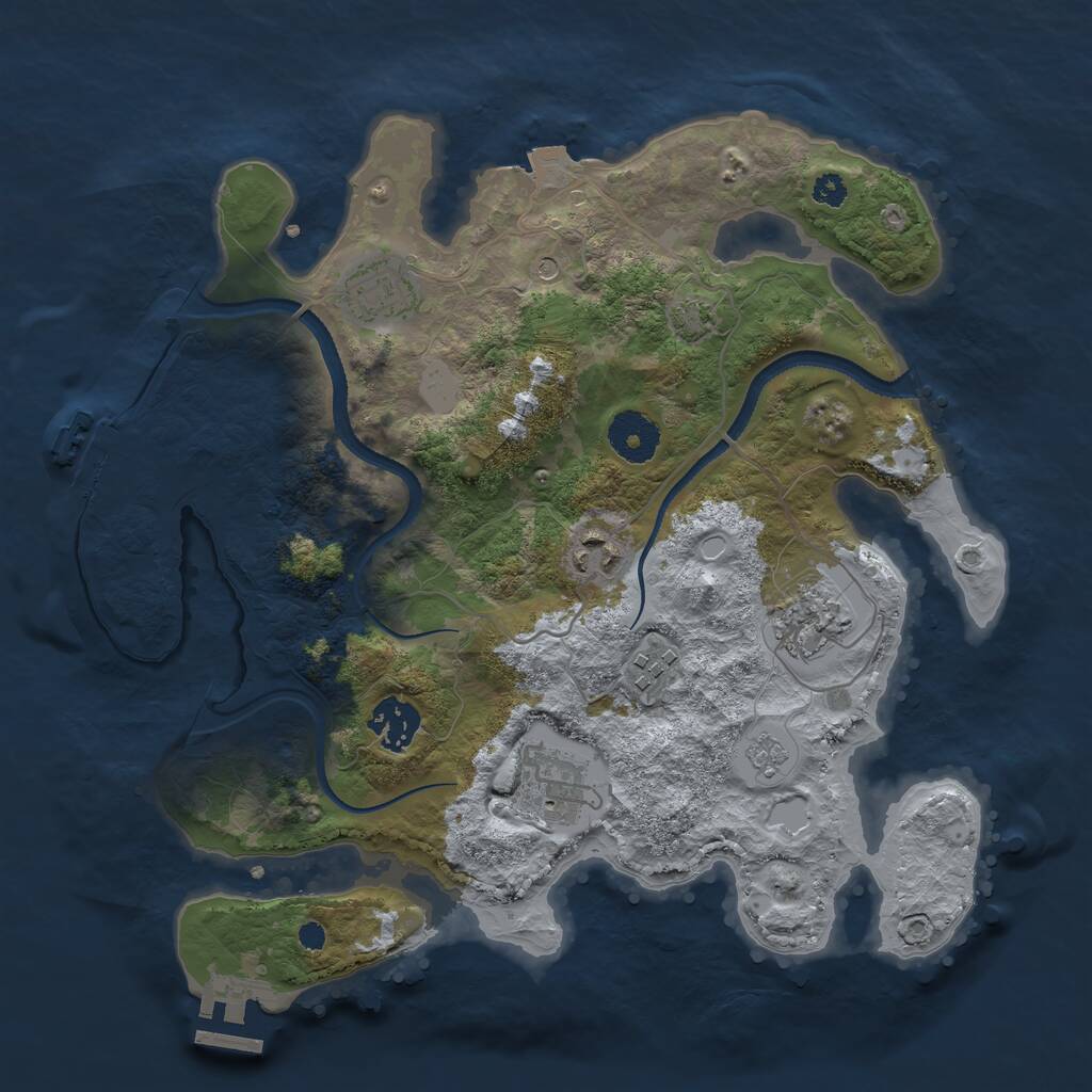 Rust Map: Procedural Map, Size: 3250, Seed: 1053294286, 12 Monuments