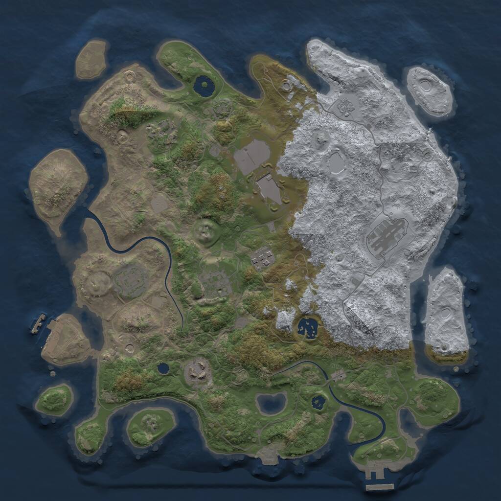 Rust Map: Procedural Map, Size: 3600, Seed: 10803, 14 Monuments