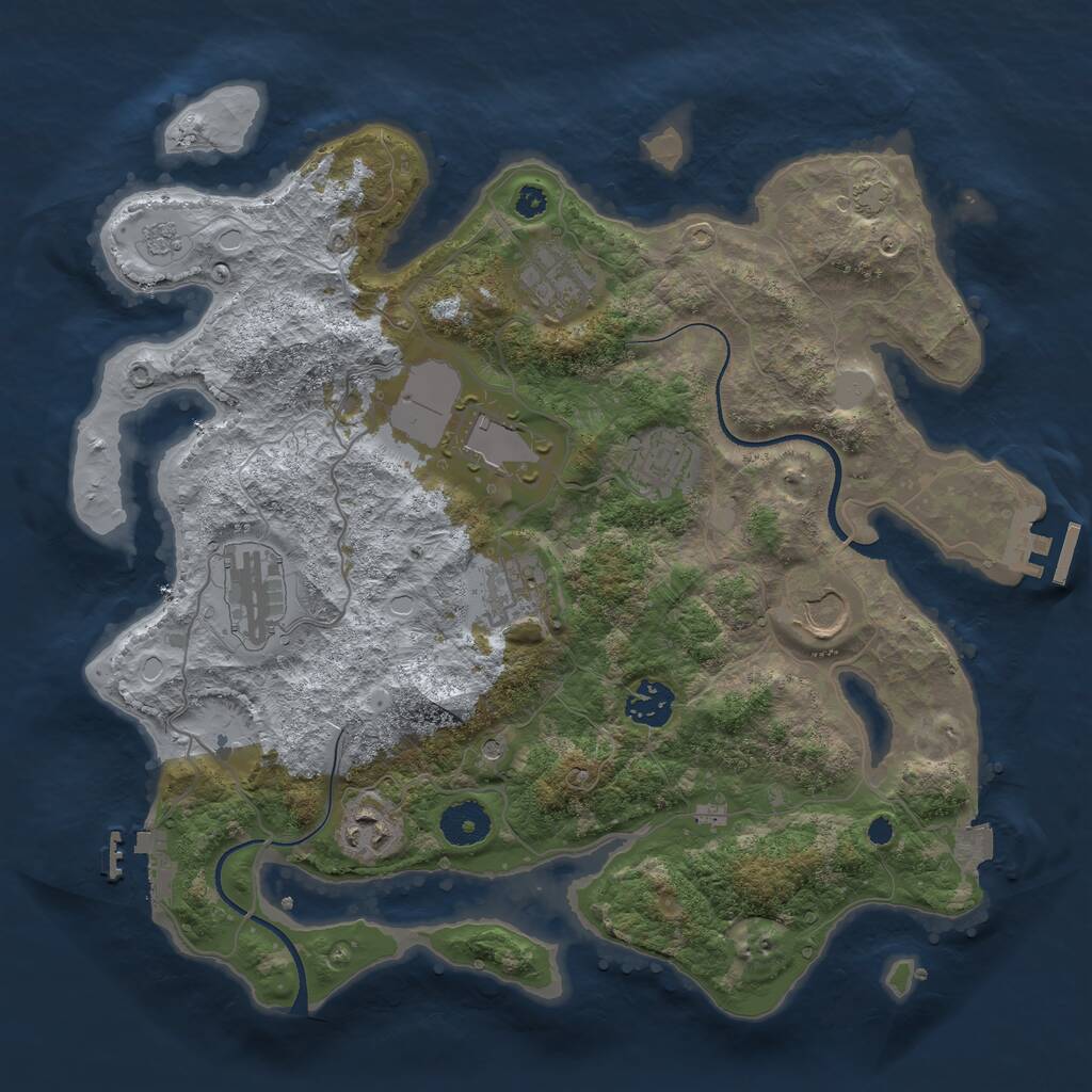 Rust Map: Procedural Map, Size: 3500, Seed: 165336897, 14 Monuments