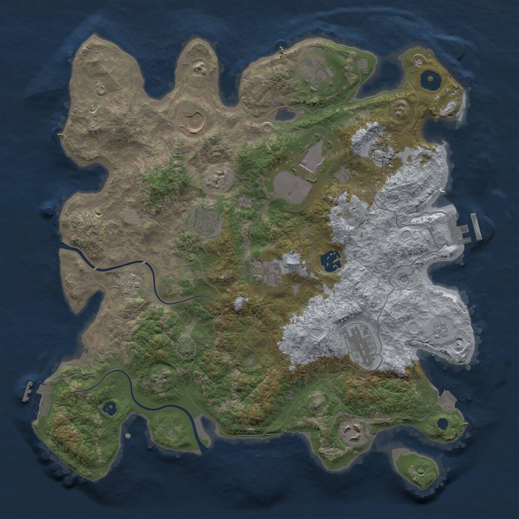 Rust Map: Procedural Map, Size: 3750, Seed: 183949040, 16 Monuments
