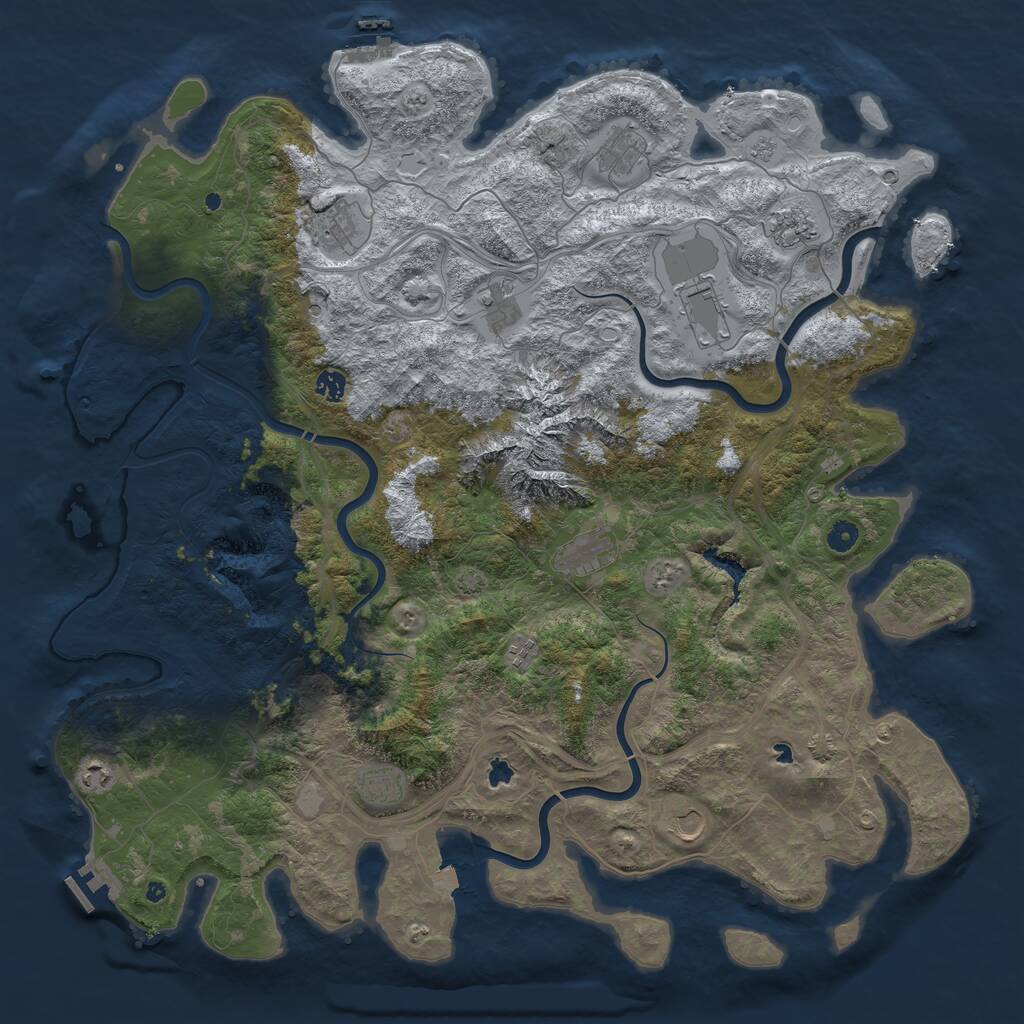 Rust Map: Procedural Map, Size: 5000, Seed: 71936581, 17 Monuments