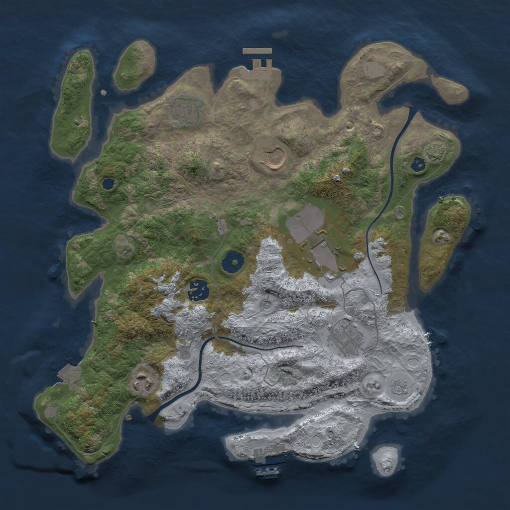 Rust Map: Procedural Map, Size: 3500, Seed: 133337, 12 Monuments