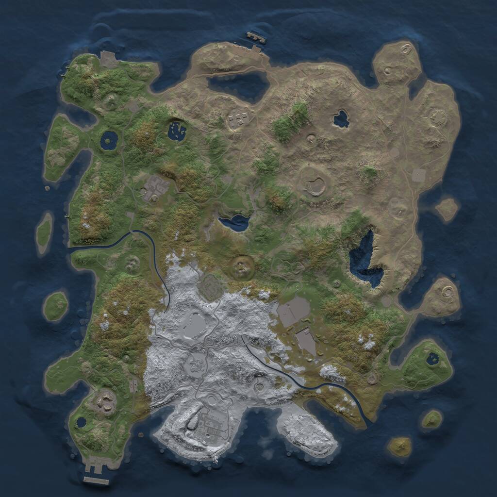 Rust Map: Procedural Map, Size: 4000, Seed: 42563695, 14 Monuments