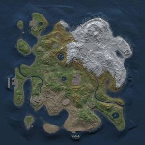 Thumbnail Rust Map: Procedural Map, Size: 3000, Seed: 1698069873, 9 Monuments
