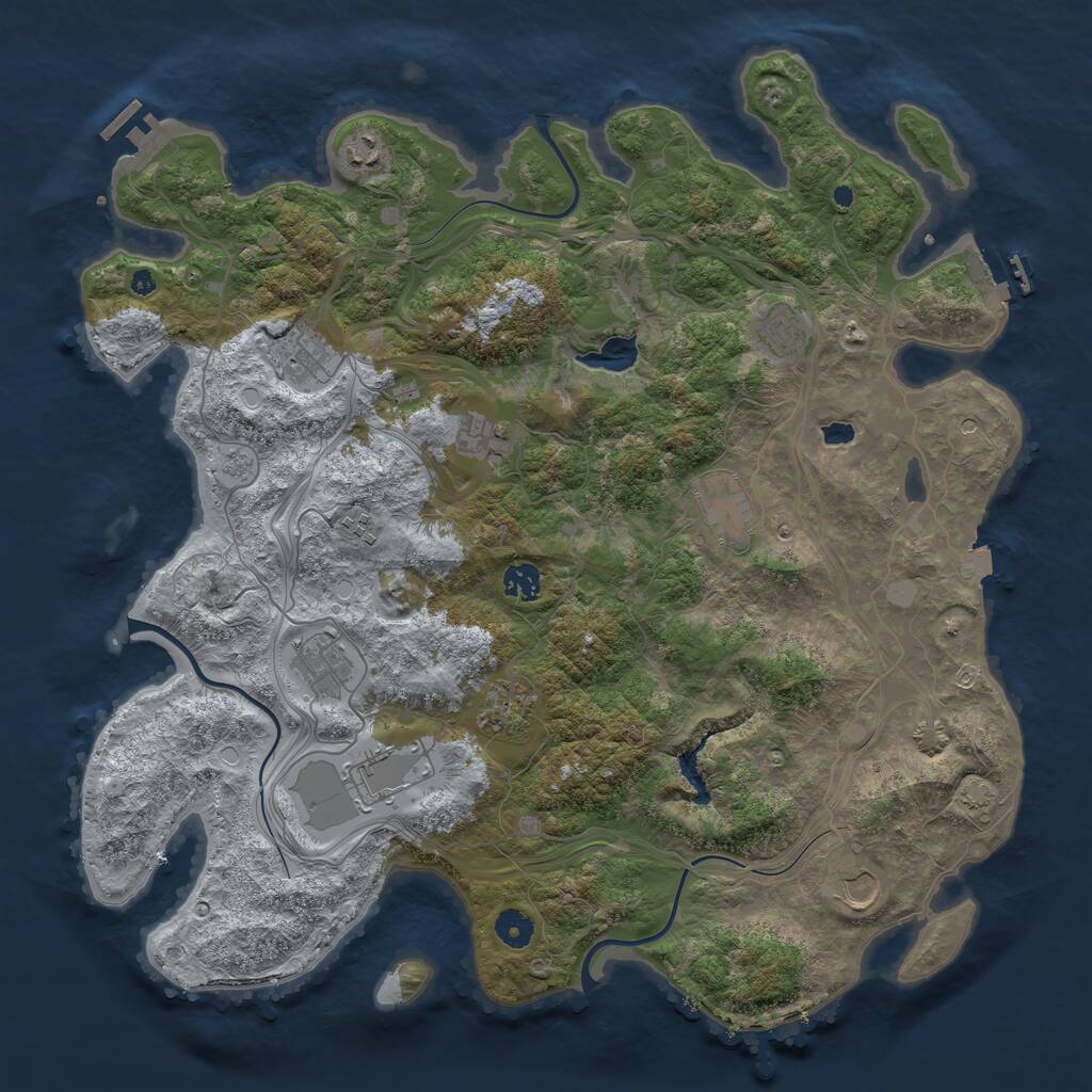 Rust Map: Procedural Map, Size: 4300, Seed: 1410275235, 17 Monuments