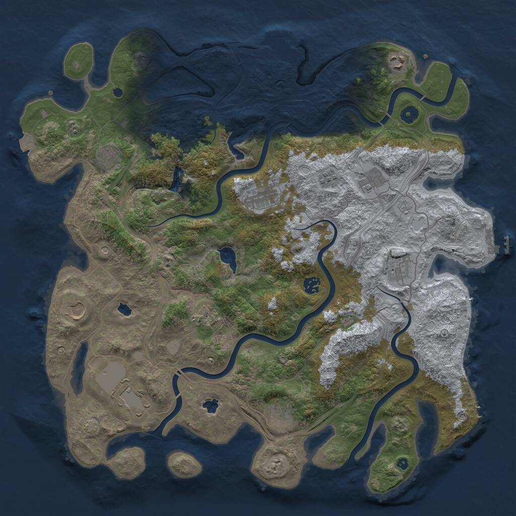 Rust Map: Procedural Map, Size: 4500, Seed: 1949026307, 17 Monuments