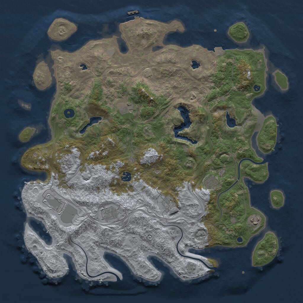 Rust Map: Procedural Map, Size: 4500, Seed: 25999523, 14 Monuments