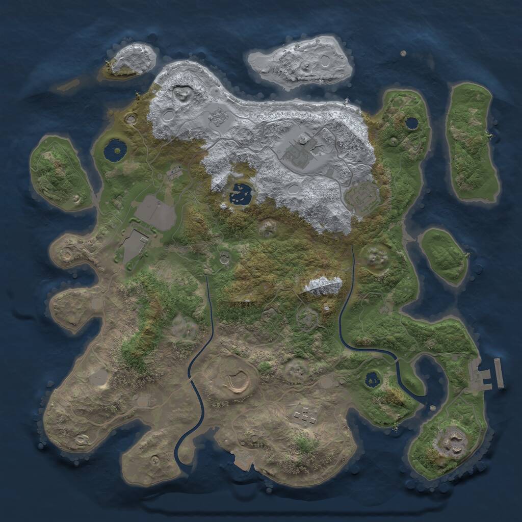Rust Map: Procedural Map, Size: 3500, Seed: 2137039785, 12 Monuments