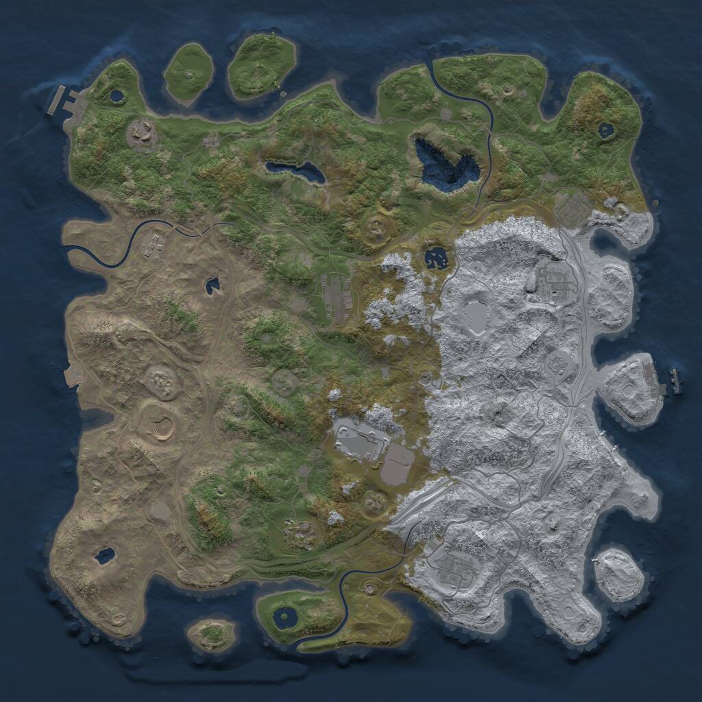 Rust Map: Procedural Map, Size: 4500, Seed: 1929186035, 16 Monuments