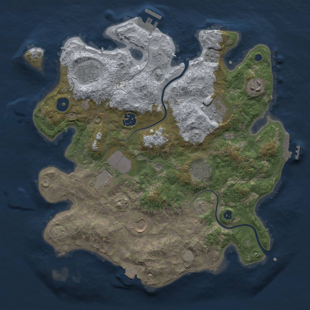 Rust Map: Procedural Map, Size: 3500, Seed: 1615, 14 Monuments