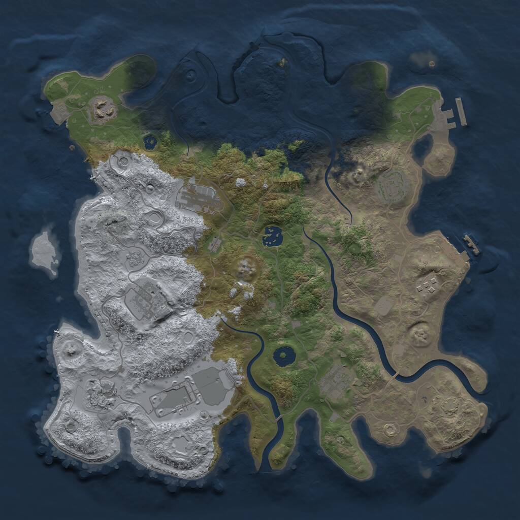 Rust Map: Procedural Map, Size: 3700, Seed: 35499234, 15 Monuments