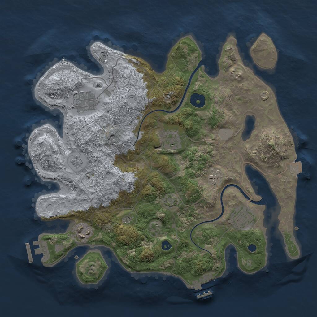 Rust Map: Procedural Map, Size: 3200, Seed: 2094508472, 11 Monuments