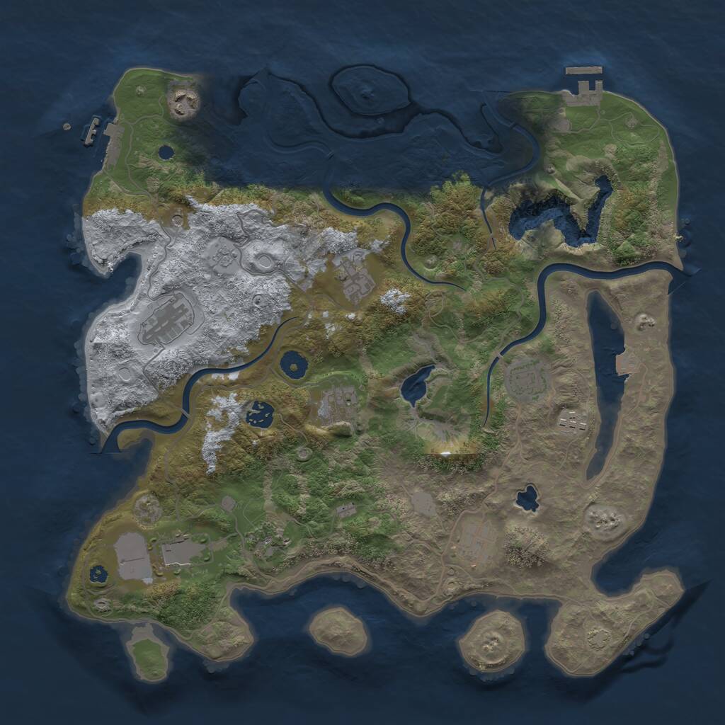 Rust Map: Procedural Map, Size: 4000, Seed: 711786184, 16 Monuments