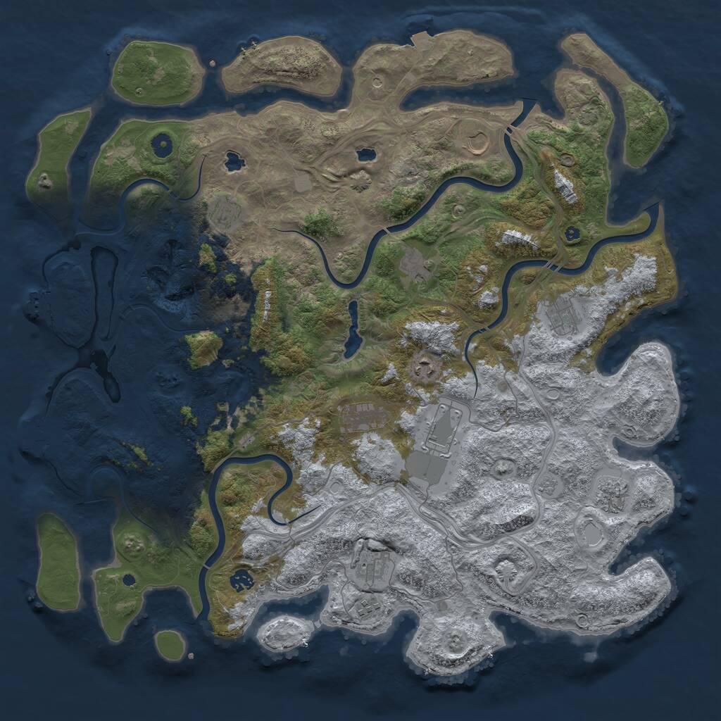 Rust Map: Procedural Map, Size: 4800, Seed: 524166393, 17 Monuments