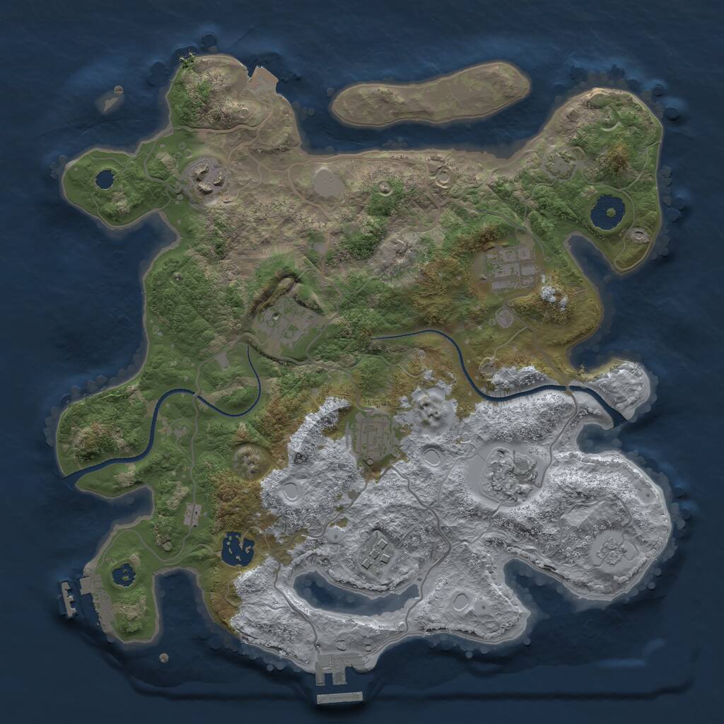 Rust Map: Procedural Map, Size: 3200, Seed: 8767567, 12 Monuments