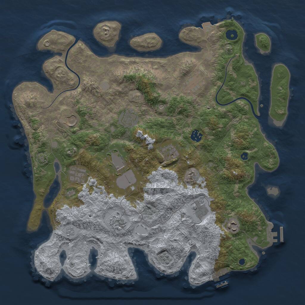 Rust Map: Procedural Map, Size: 3990, Seed: 593827164, 17 Monuments