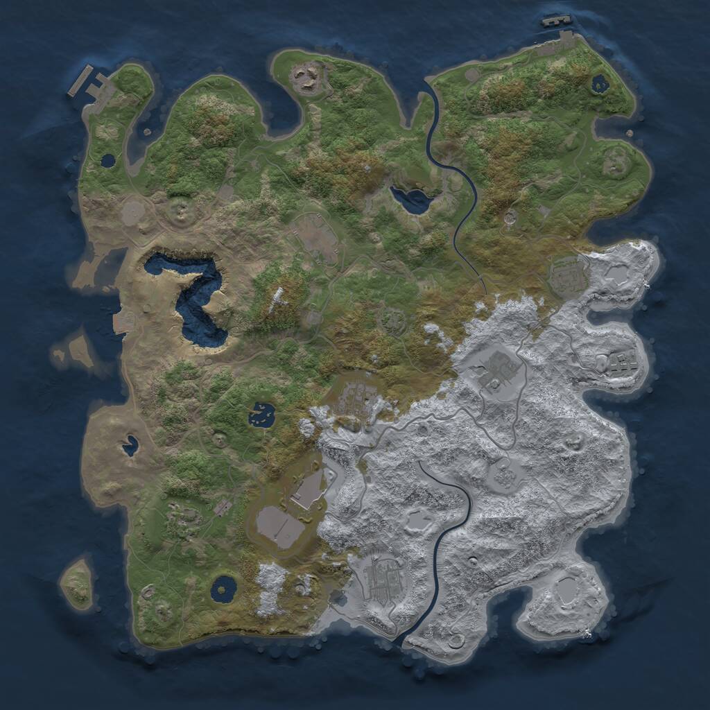 Rust Map: Procedural Map, Size: 4000, Seed: 1390294390, 16 Monuments