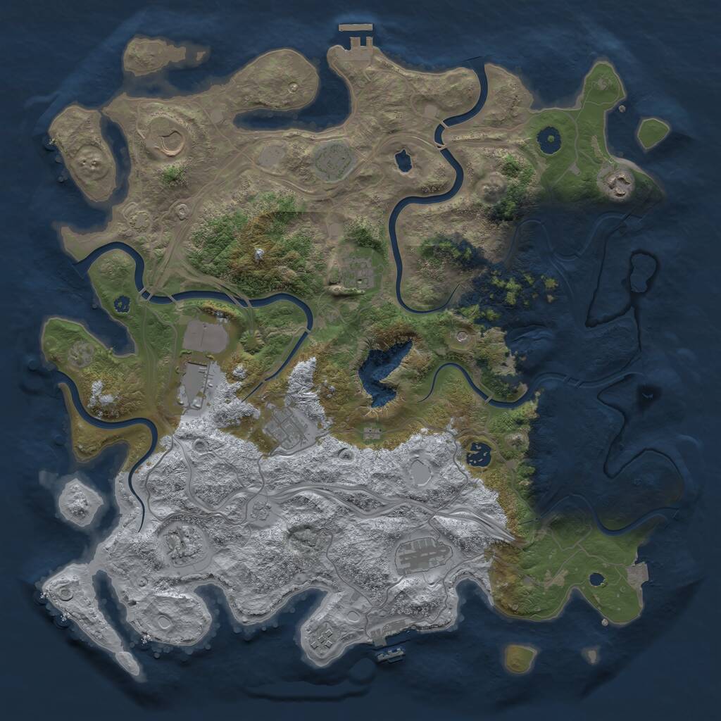 Rust Map: Procedural Map, Size: 4300, Seed: 14543, 16 Monuments