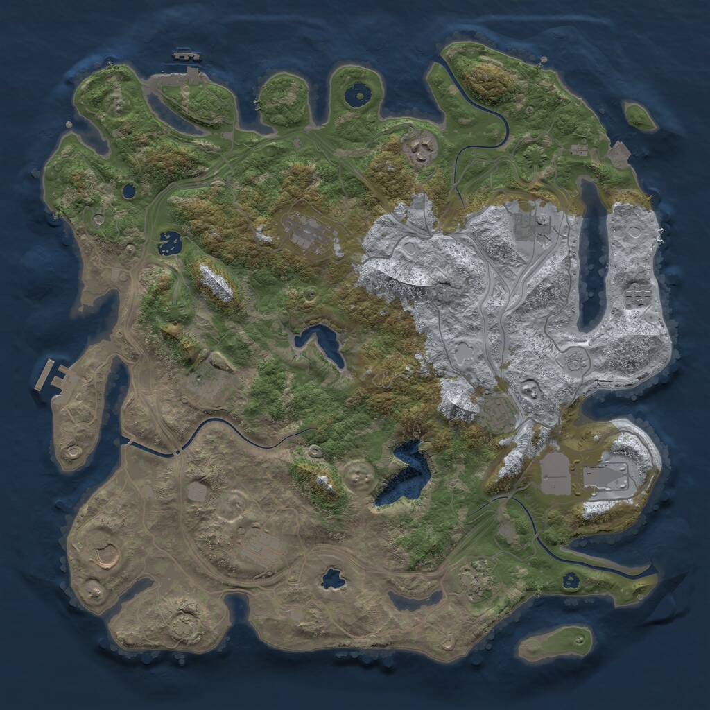 Rust Map: Procedural Map, Size: 4250, Seed: 2045596488, 17 Monuments