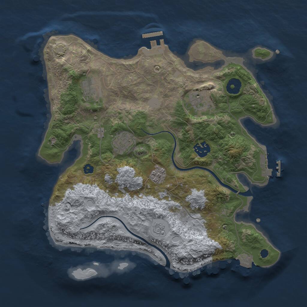 Rust Map: Procedural Map, Size: 3000, Seed: 709535, 10 Monuments