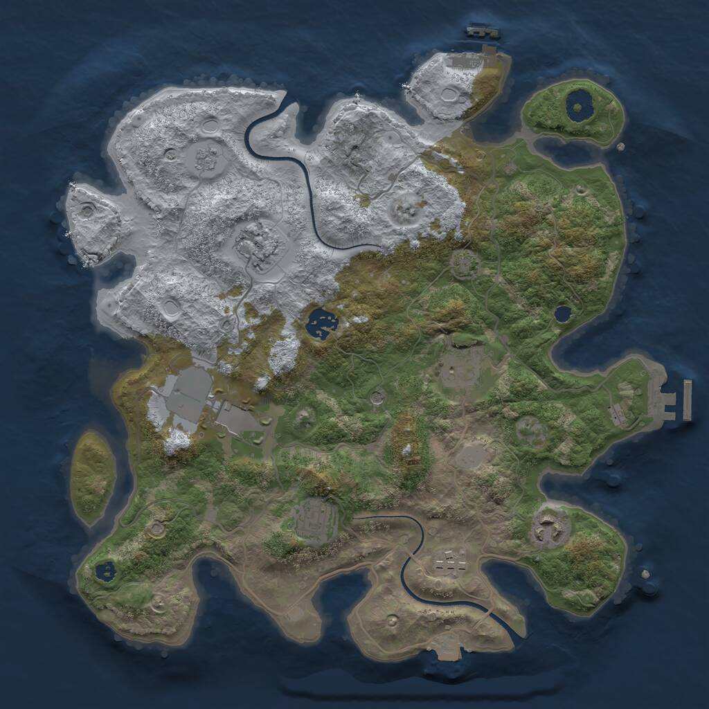 Rust Map: Procedural Map, Size: 3500, Seed: 909602483, 13 Monuments