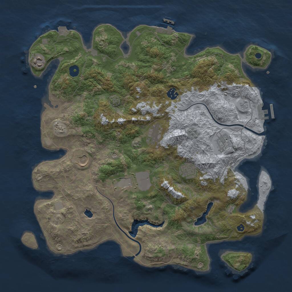 Rust Map: Procedural Map, Size: 4000, Seed: 2036563930, 14 Monuments