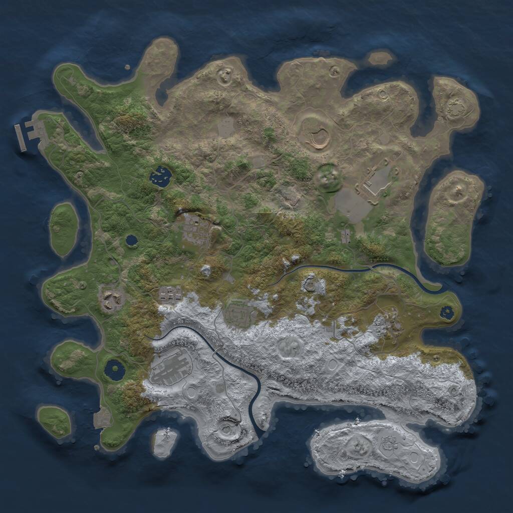 Rust Map: Procedural Map, Size: 3750, Seed: 42343562, 14 Monuments