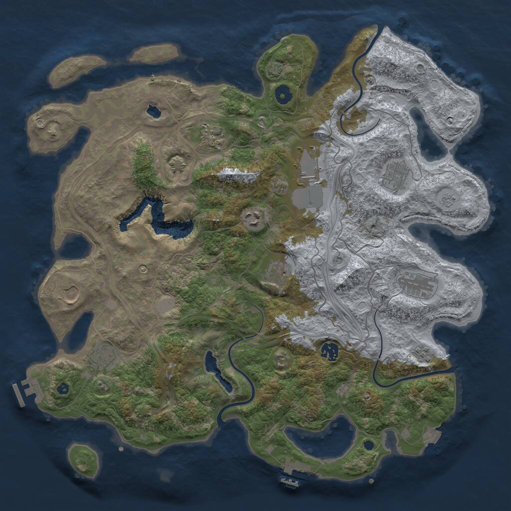 Rust Map: Procedural Map, Size: 4250, Seed: 966783292, 16 Monuments