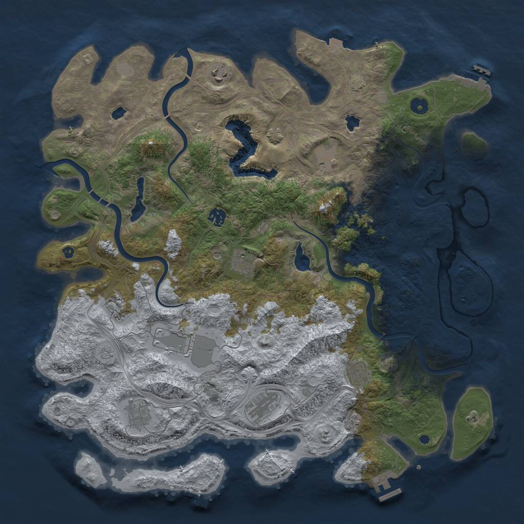 Rust Map: Procedural Map, Size: 4500, Seed: 444861554, 16 Monuments