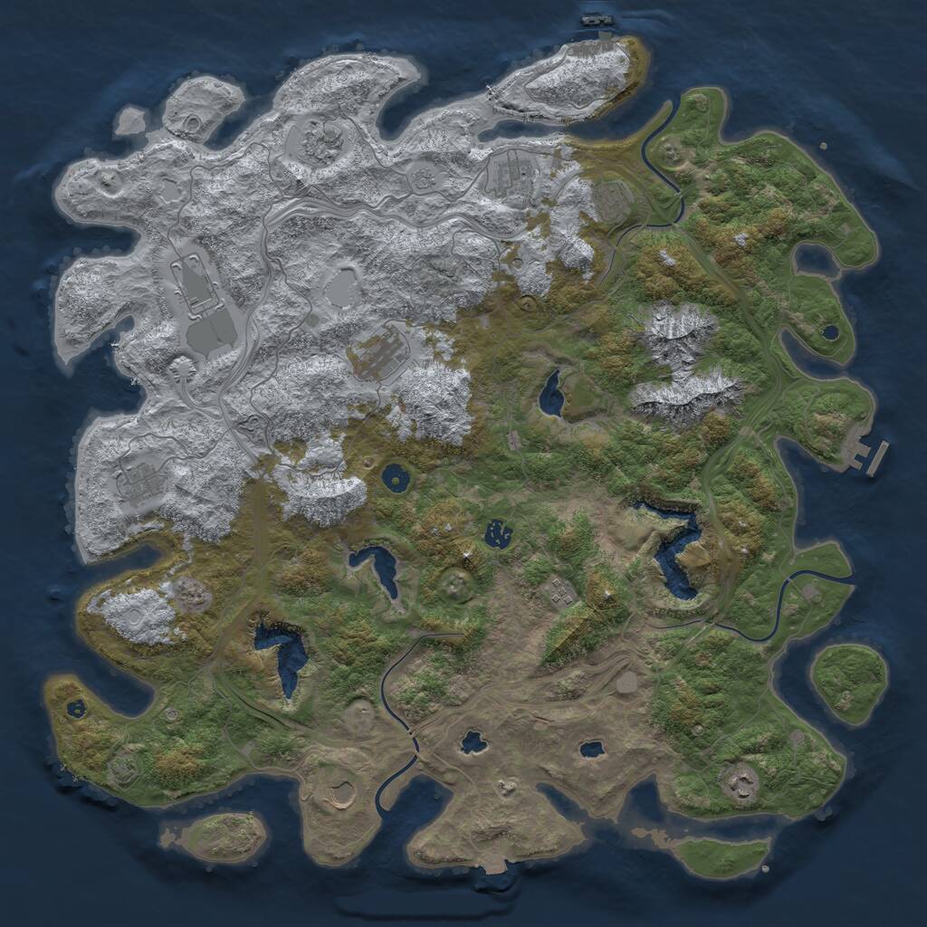 Rust Map: Procedural Map, Size: 5000, Seed: 36568611, 16 Monuments