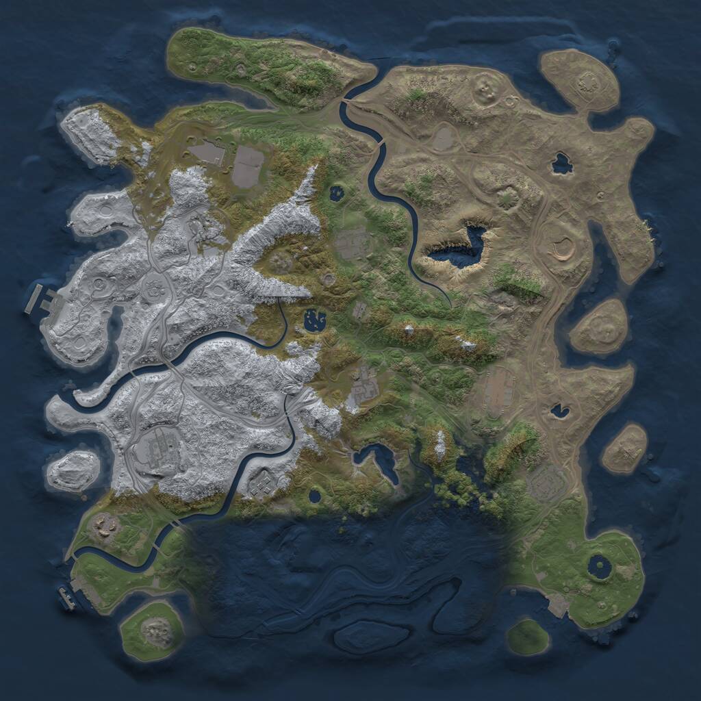 Rust Map: Procedural Map, Size: 4500, Seed: 1035455450, 17 Monuments