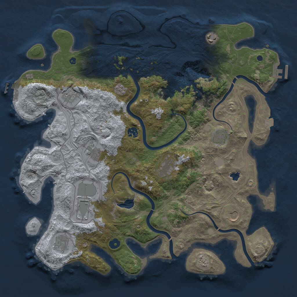 Rust Map: Procedural Map, Size: 4250, Seed: 3701, 16 Monuments
