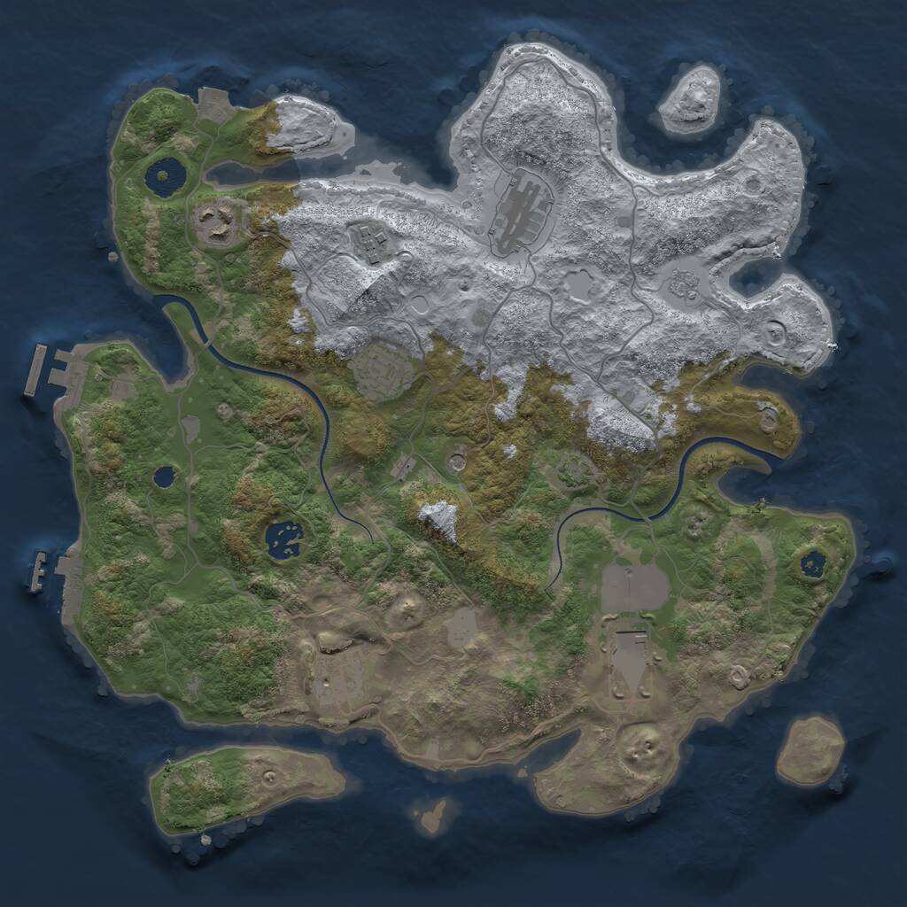 Rust Map: Procedural Map, Size: 3500, Seed: 1047201557, 13 Monuments