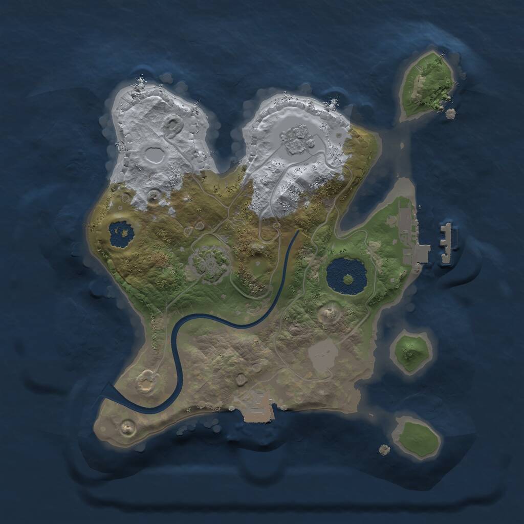 Rust Map: Procedural Map, Size: 2000, Seed: 697173350, 4 Monuments