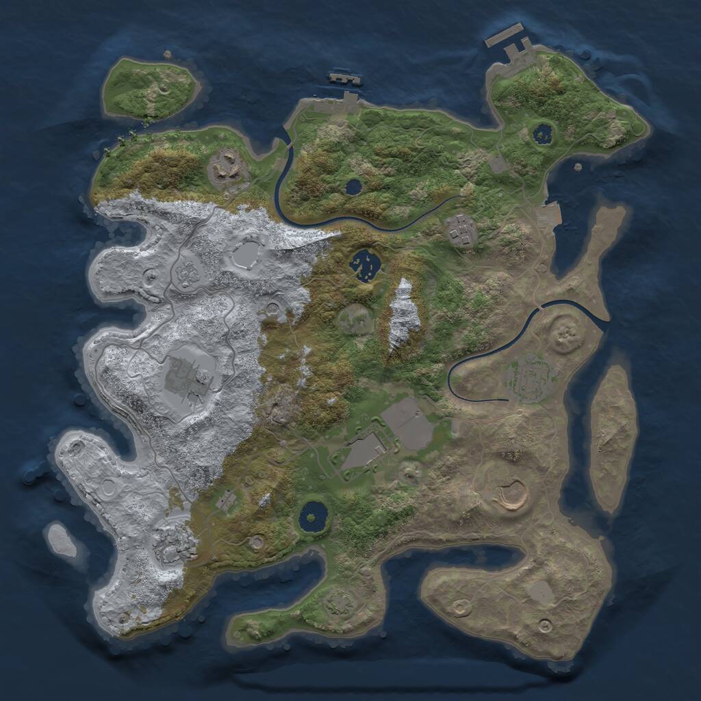 Rust Map: Procedural Map, Size: 3500, Seed: 337533272, 14 Monuments