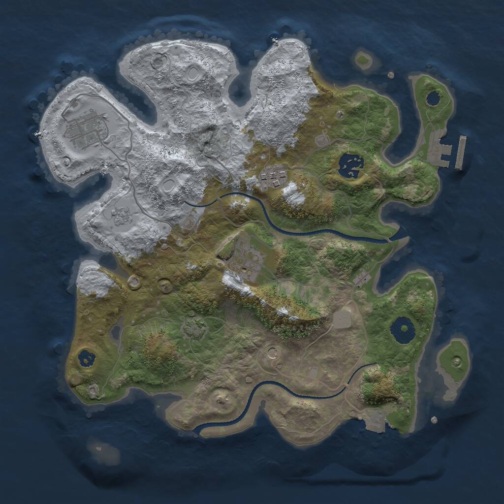 Rust Map: Procedural Map, Size: 3000, Seed: 603202501, 9 Monuments