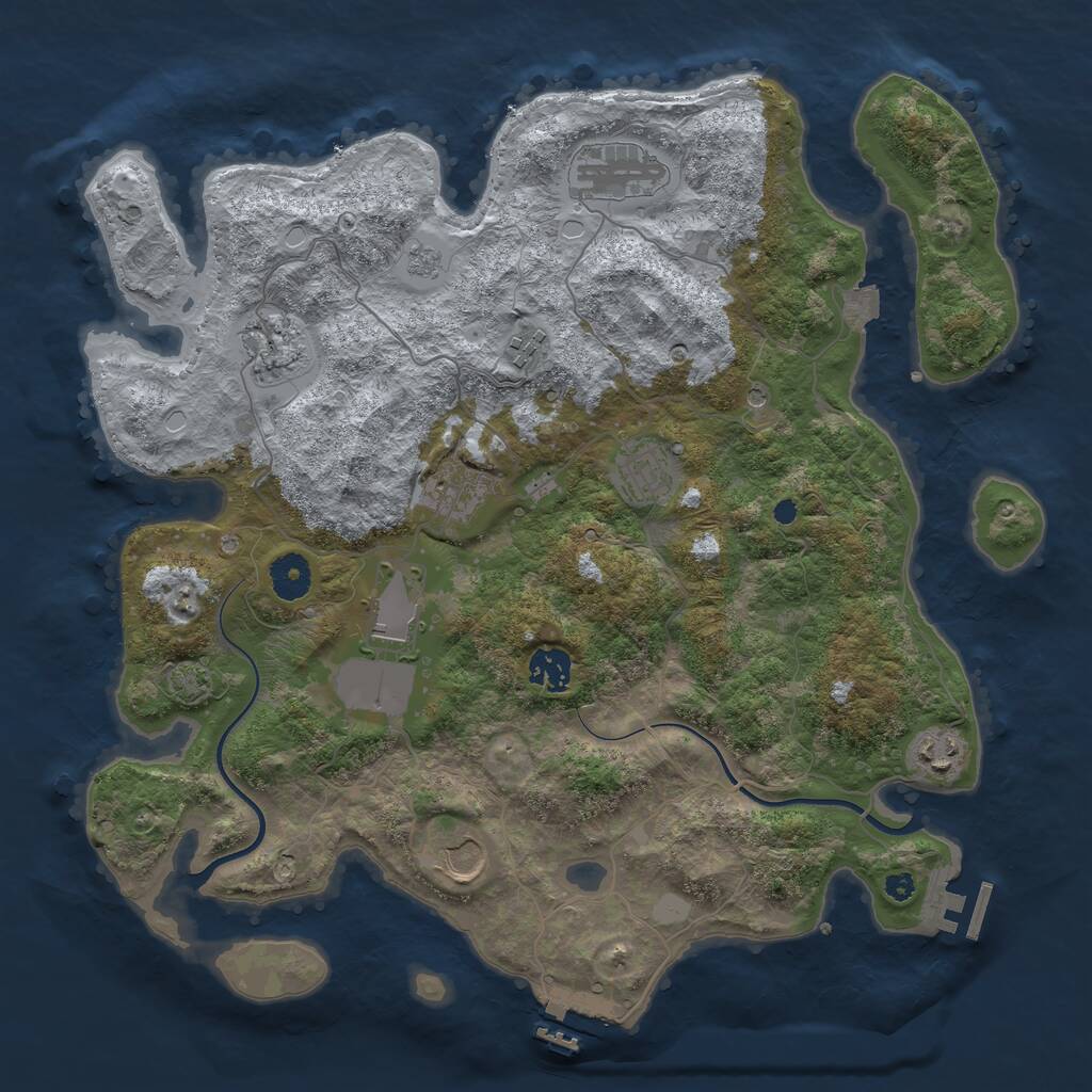 Rust Map: Procedural Map, Size: 3750, Seed: 604234510, 15 Monuments
