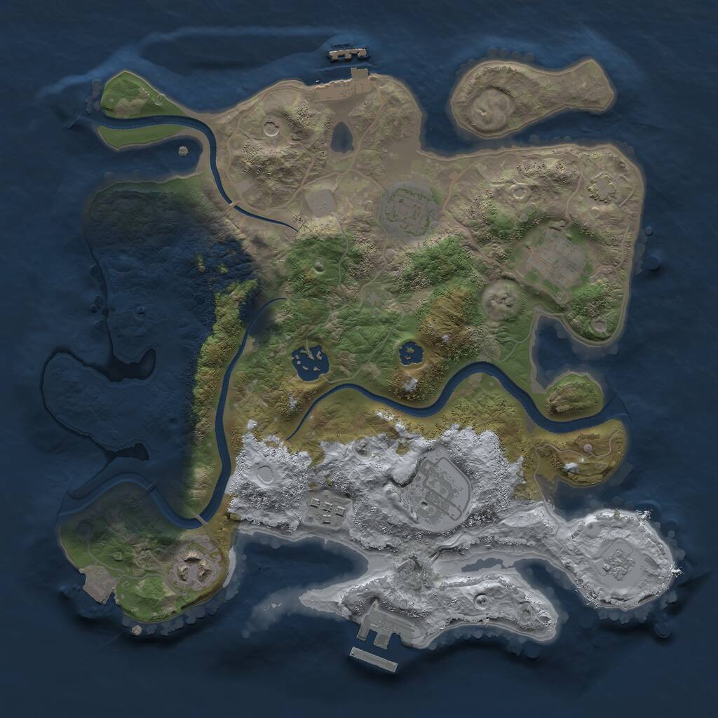 Rust Map: Procedural Map, Size: 3000, Seed: 1261865107, 12 Monuments