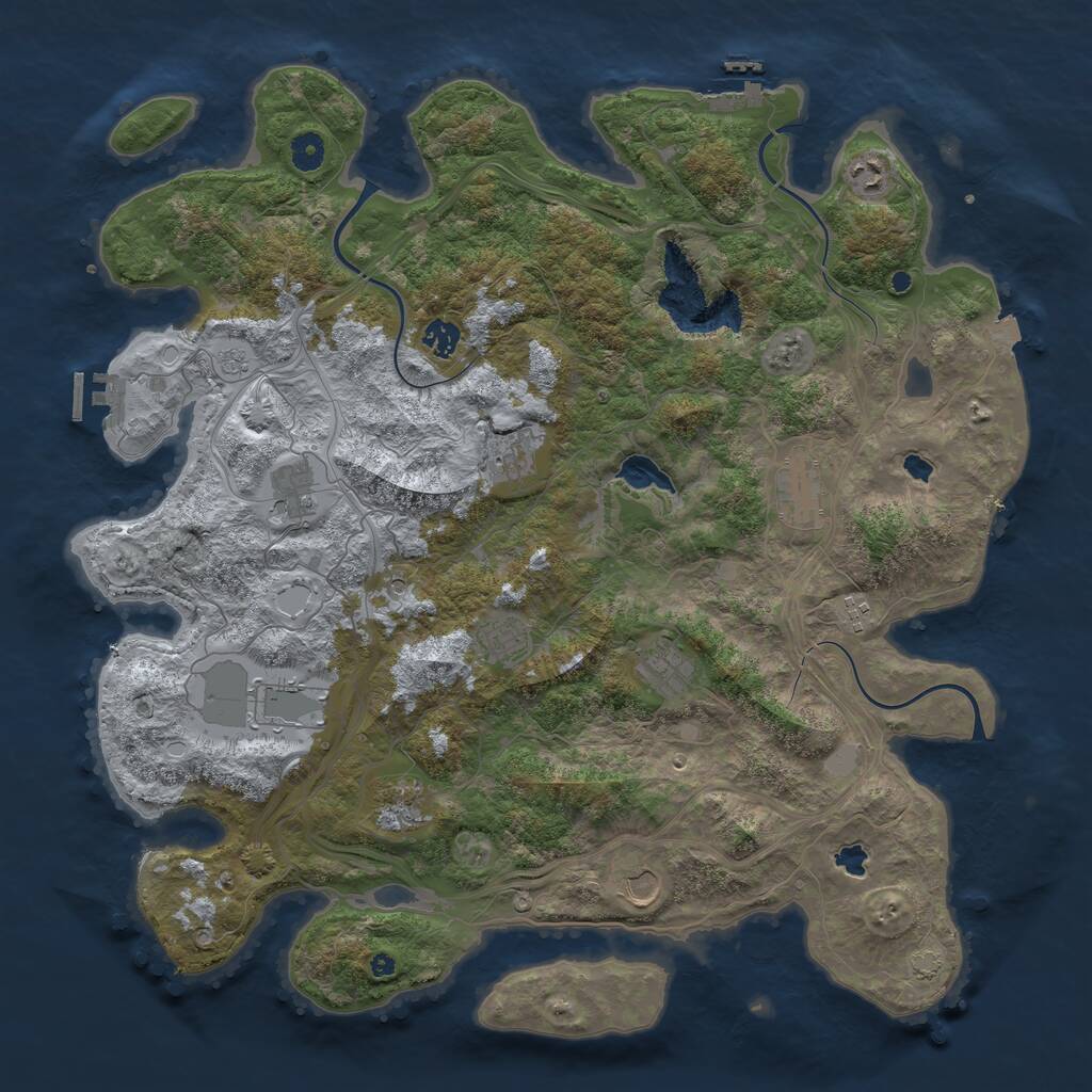 Rust Map: Procedural Map, Size: 4500, Seed: 427513238, 17 Monuments