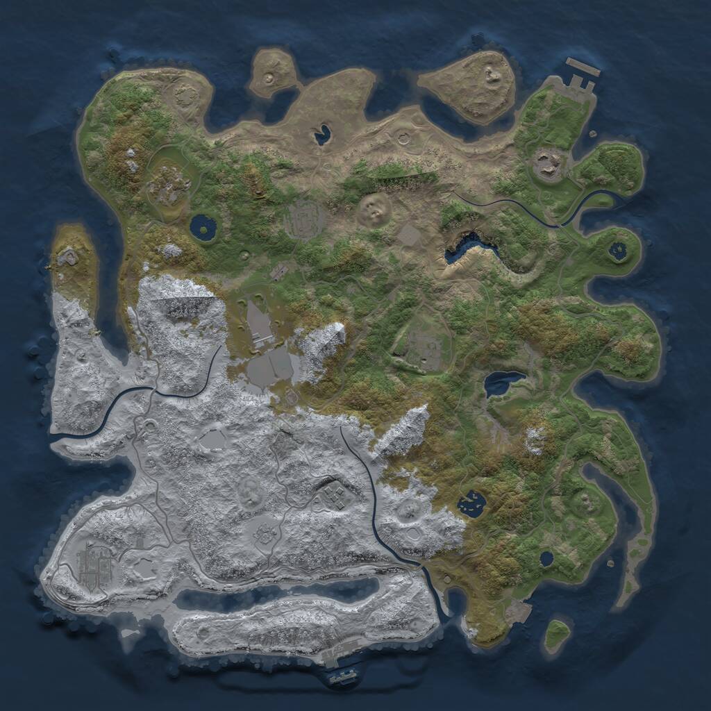 Rust Map: Procedural Map, Size: 4050, Seed: 690542652, 14 Monuments