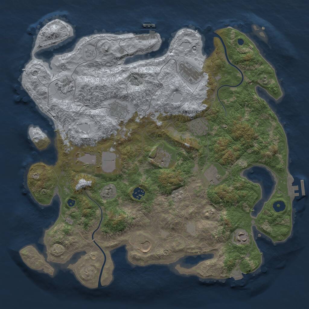 Rust Map: Procedural Map, Size: 3950, Seed: 1562371298, 17 Monuments